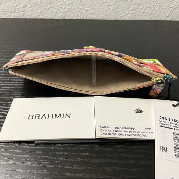 Brahmin DESERT BLOOM MELBOURNE Leather CREDIT CARD WALLET TOWER Rare HTF NWT - Picture 5 of 5